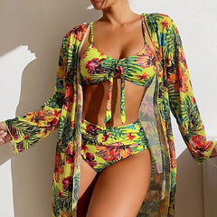 Conjunto Biquíni Saída De Praia Floral - Coradon