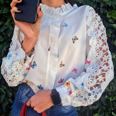 Camisa Feminina Manga Longa Borboletas FLASH