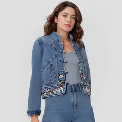 Jaqueta Feminina Jeans Bordada Carol