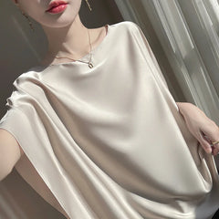 Blusa De Seda Feminina Marrom Nicole