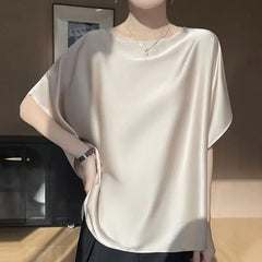 Blusa De Seda Feminina Marrom Nicole