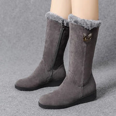 Bota de Couro Camurça Cano Médio Feminina Gabi