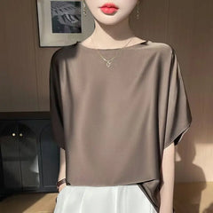 Blusa De Seda Feminina Marrom Nicole