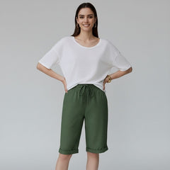 Bermuda Feminina Soltinha Algodão Verde Belle