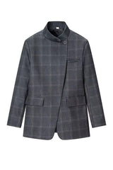 Blazer Feminino Alfaiataria Xadrez Gola Alta Joice