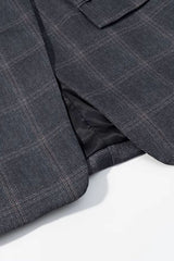 Blazer Feminino Alfaiataria Xadrez Gola Alta Joice