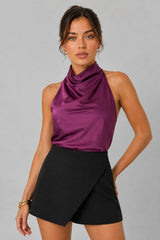Blusa Cetim Gola Alta Valea