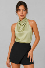 Blusa Cetim Gola Alta Valea