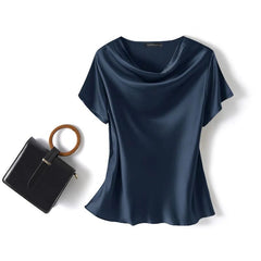 Blusa De Seda Feminina Azul Caryne