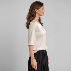 Blusa De Seda Feminina Bege Kloe