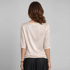 Blusa De Seda Feminina Bege Kloe