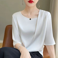 Blusa De Seda Feminina Branca Kloe