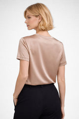 Blusa De Seda Feminina Marrom Claro Maya