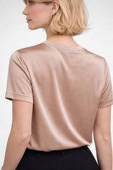 Blusa De Seda Feminina Marrom Claro Maya