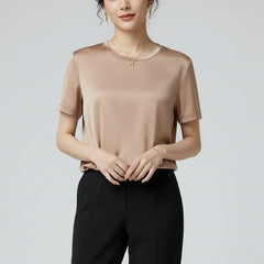 Blusa De Seda Feminina Marrom Claro Maya