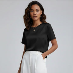 Blusa De Seda Feminina Preta Maya