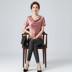 Blusa De Seda Feminina Rosa Caryne