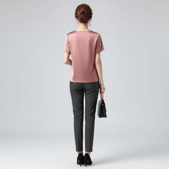 Blusa De Seda Feminina Rosa Caryne