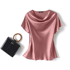 Blusa De Seda Feminina Rosa Caryne