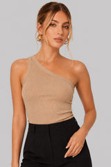 Blusa De Um Ombro Só Canelada Agatha