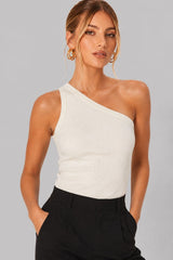 Blusa De Um Ombro Só Canelada Agatha
