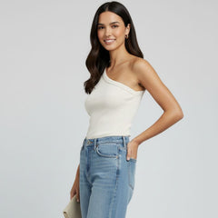 Blusa De Um Ombro Só Canelada Agatha