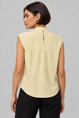 Blusa Feminina Amarela Gola Laço Amélie