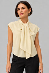 Blusa Feminina Amarela Gola Laço Amélie