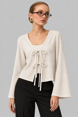 Blusa Feminina Amarração Frontal Texturizada Maelle