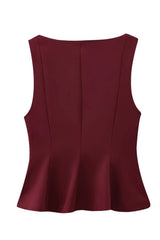 Blusa Feminina Decote Quadrado Borgonha Ceci