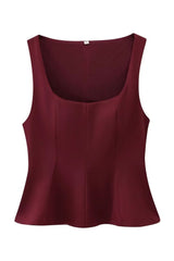 Blusa Feminina Decote Quadrado Borgonha Ceci