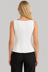 Blusa Feminina Decote Quadrado Branco Ceci
