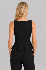 Blusa Feminina Decote Quadrado Preto Ceci