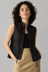 Blusa Feminina Jacquard Fecho Nó Tang Chinês