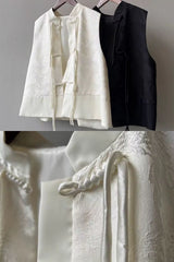 Blusa Feminina Jacquard Fecho Nó Tang Chinês