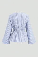Blusa Feminina Listrada Manga Bufante Mani
