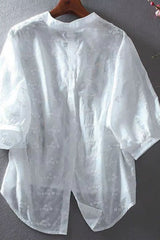 Blusa Feminina Manga 3/4 Laise Bordada Marry