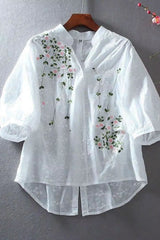 Blusa Feminina Manga 3/4 Laise Bordada Marry