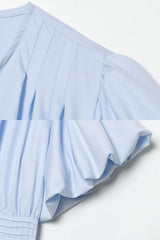 Blusa Feminina Peplum Azul Manga Borboleta Joici
