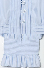 Blusa Feminina Peplum Azul Manga Borboleta Joici