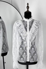 Blusa Feminina Renda Boho Chic Manga Longa Fabi