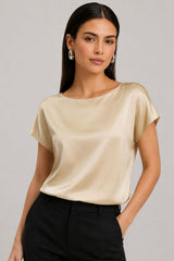 Blusa Feminina Seda Manga Curta Lolla