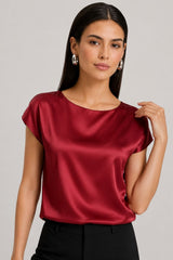 Blusa Feminina Seda Manga Curta Lolla