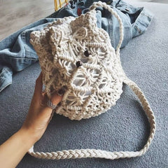 Bolsa de Crochê de Praia Branca Bucket