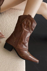 Bota Texana Bico Fino Com Capa Feminina Country Marrom