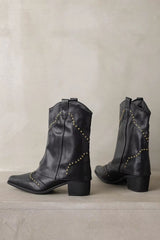 Bota Texana Bico Fino Com Capa Feminina Country Preta