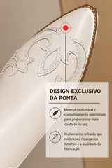 Bota Texana Feminina Country Off White Ana