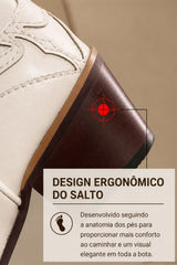 Bota Texana Feminina Country Off White Ana