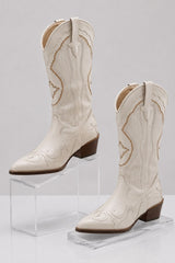 Bota Texana Feminina Country Off White Ana