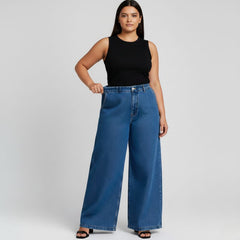 Calça Jeans Wide Leg Feminina Maria